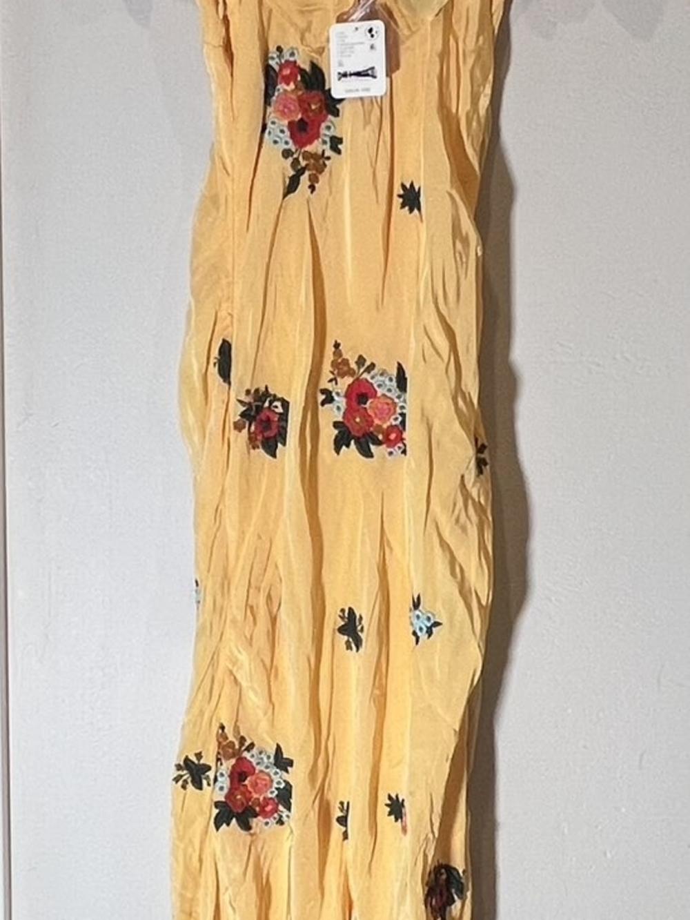 Free People Yellow Floral Midi Dress with Ruffle Neckline - Picture 3 of 5